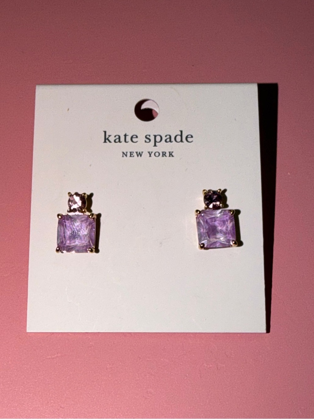 New Kate Spade Flying Colors Lilac Crystal Stud Earrings